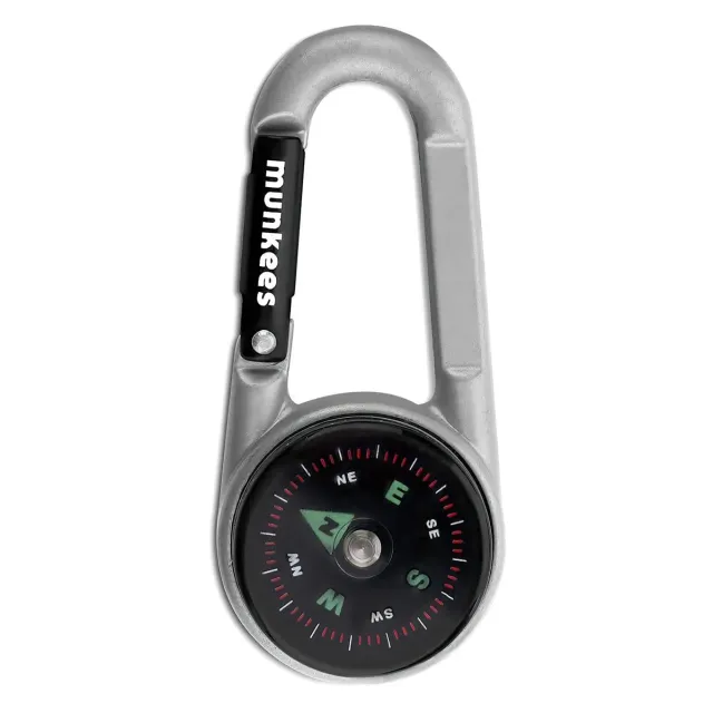 Munkees kompas karabiner thermometer zilver