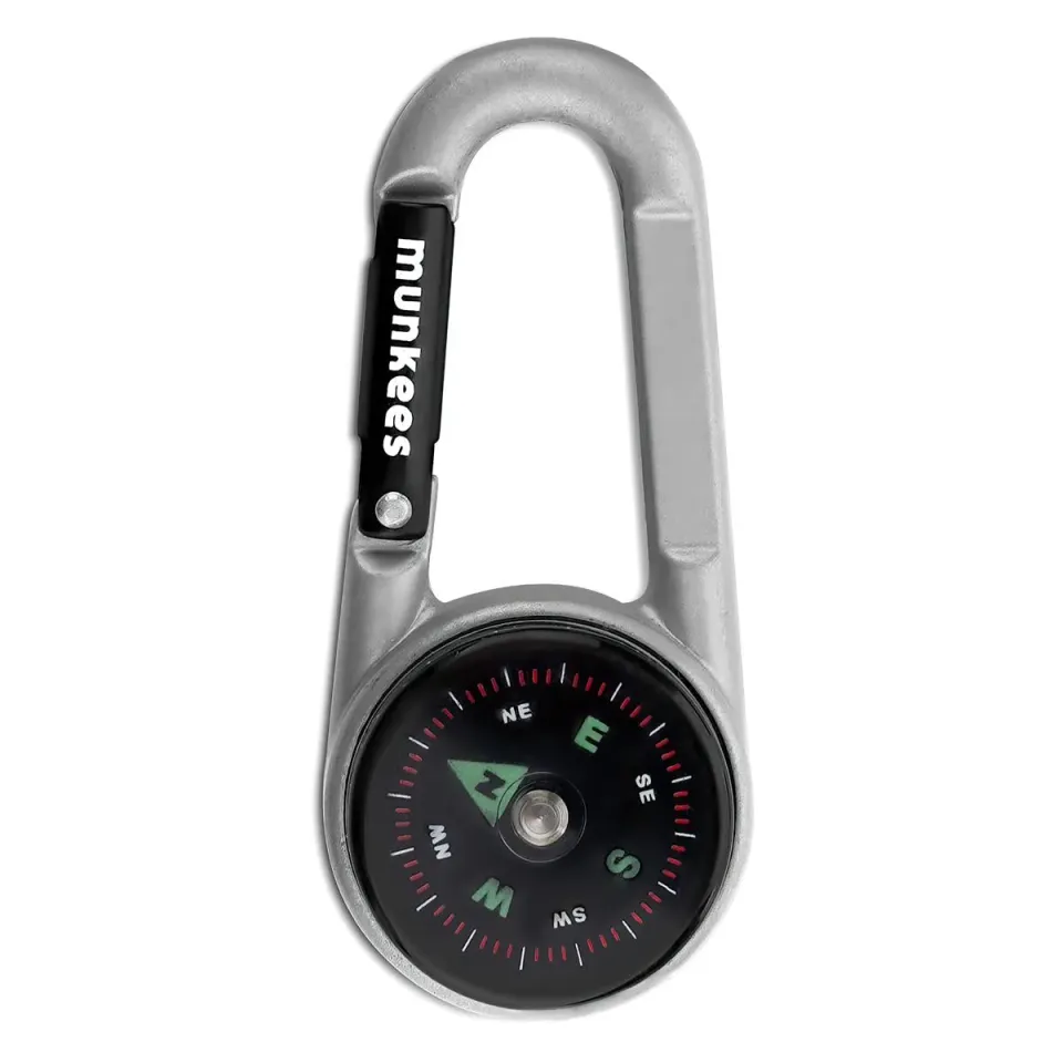 Munkees kompas karabiner thermometer zilver