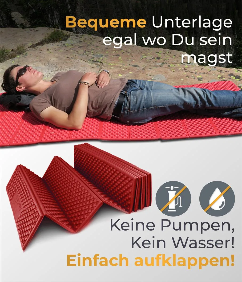 AceCamp Chill Star slaapmat 186x56 cm rood