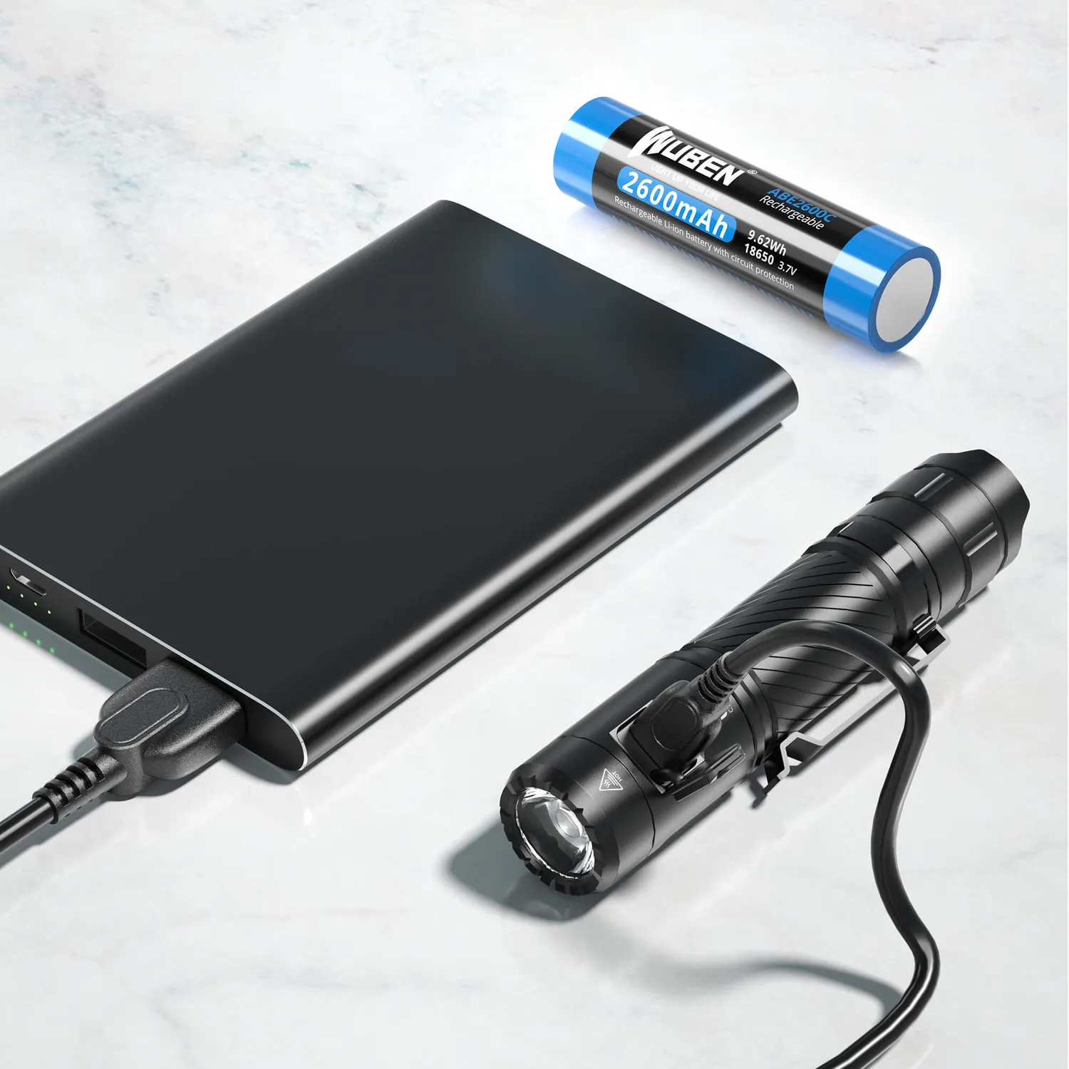 Wuben C3 zaklamp 1200 lumen zwart 179 meter
