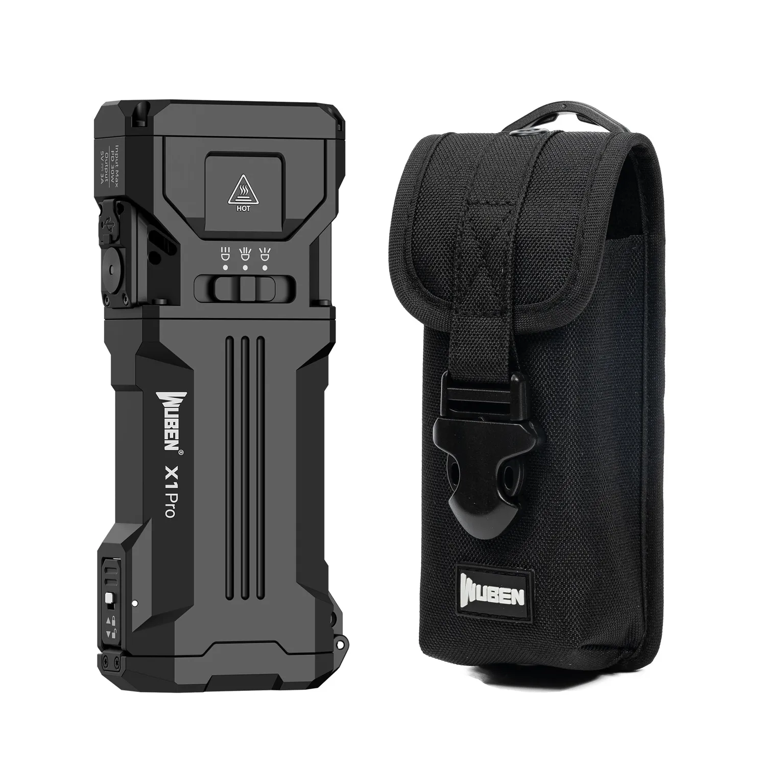 Wuben X1Pro zaklamp bundel zwart met holster mount
