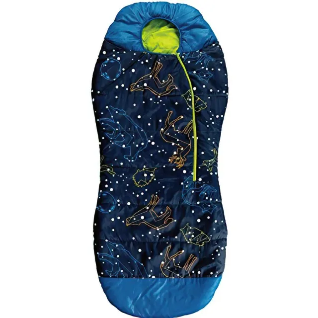 AceCamp kinderslaapzak met lichtsterren blauw 180 cm