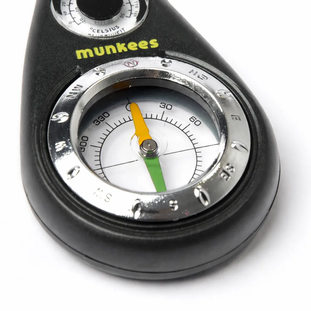 munkees kompas sleutelhanger thermometer aluminium