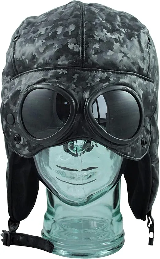 Action Fox Goggle skimuts met bril fleece zwart 58 cm