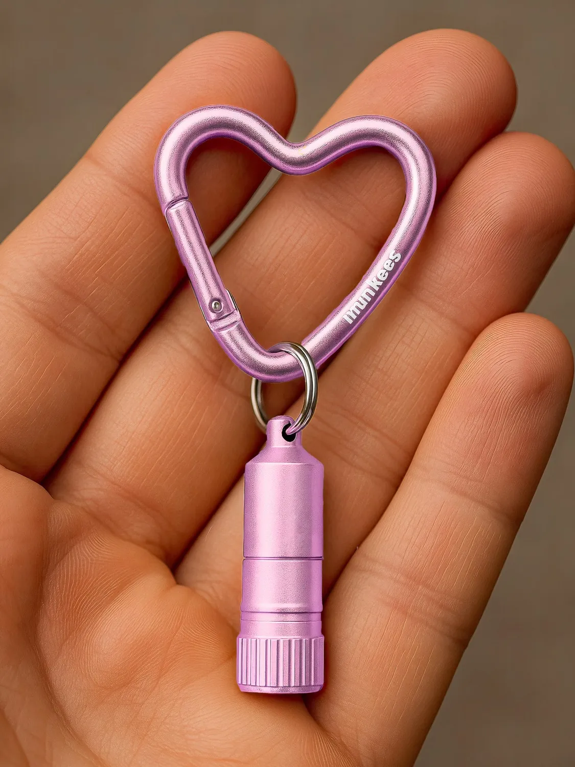 Munkees Hart Karabijn Mini Lampje Roze LED