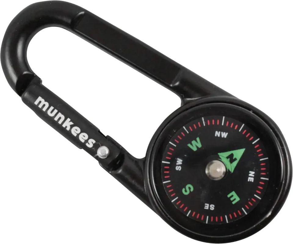 Munkees Kompas Karabijn Thermometer Zwart