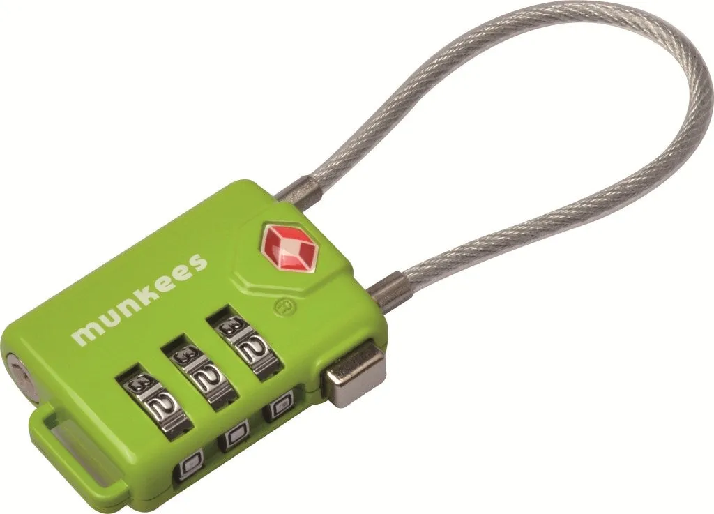 Munkees TSA kabelslot met code 10 cm oranje/groen