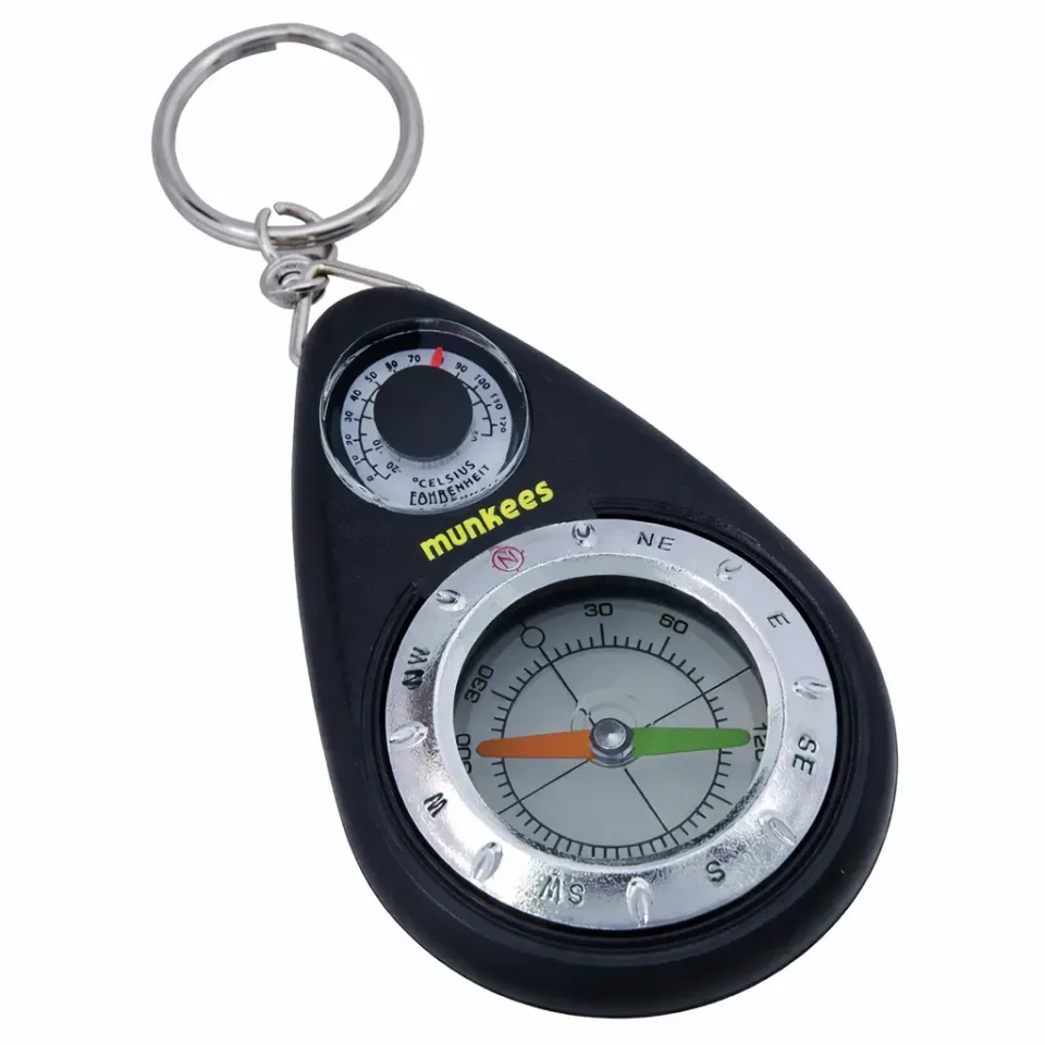 munkees kompas sleutelhanger thermometer aluminium