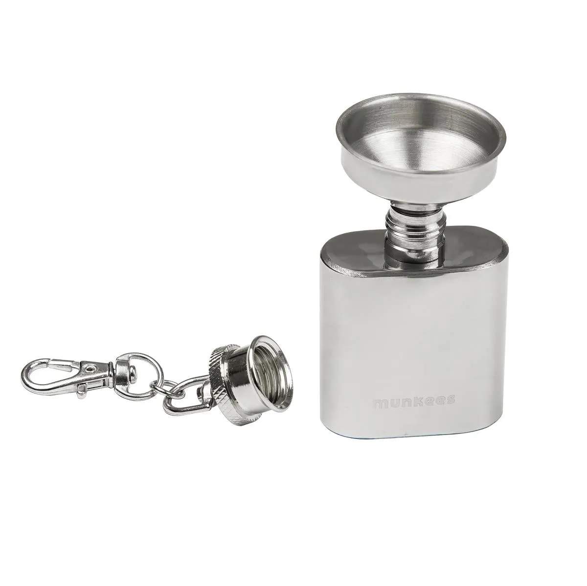 Munkees Kippis zakfles 30 ml rvs met karabijn
