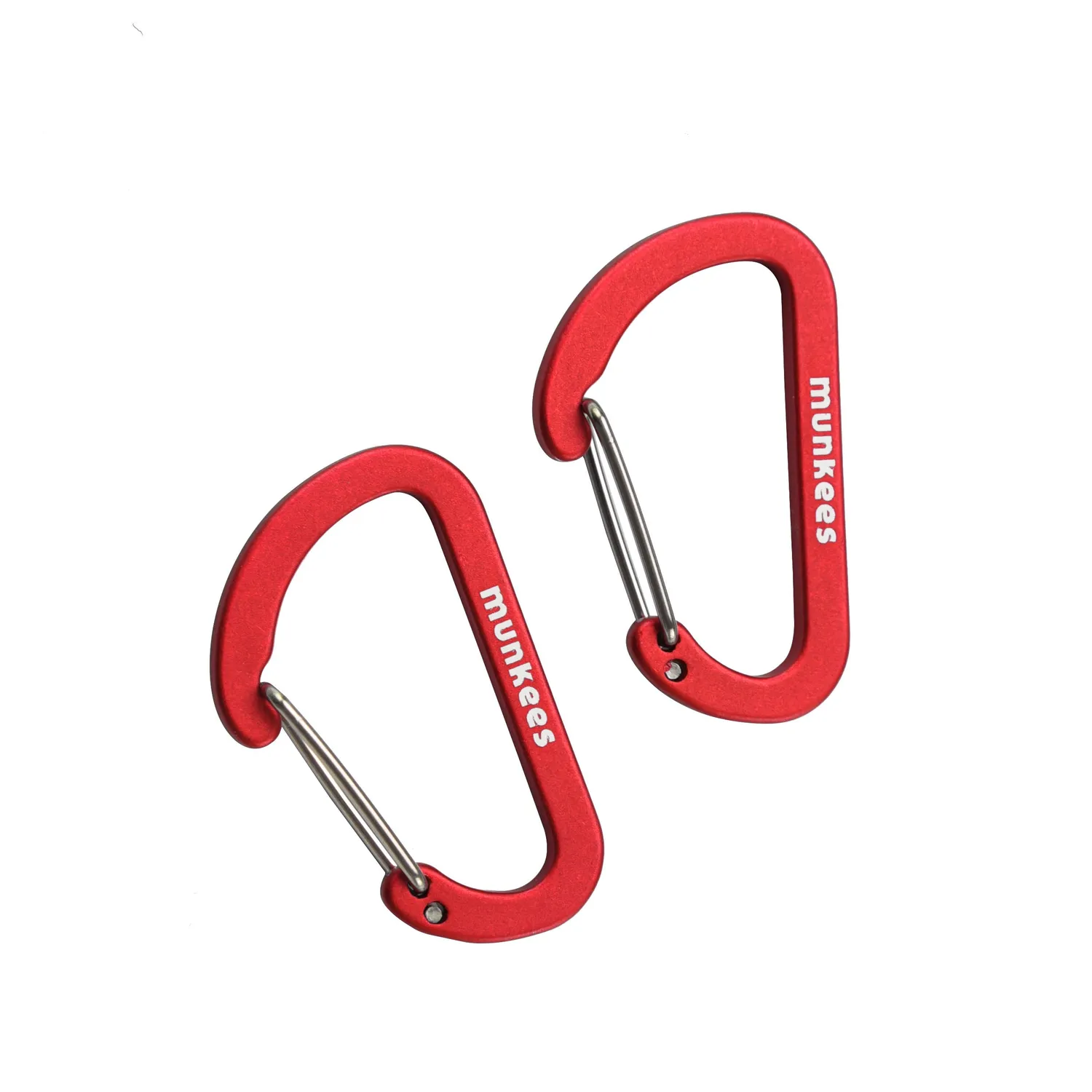 Munkees platte karabijnhaak 4 cm 2 stuks aluminium