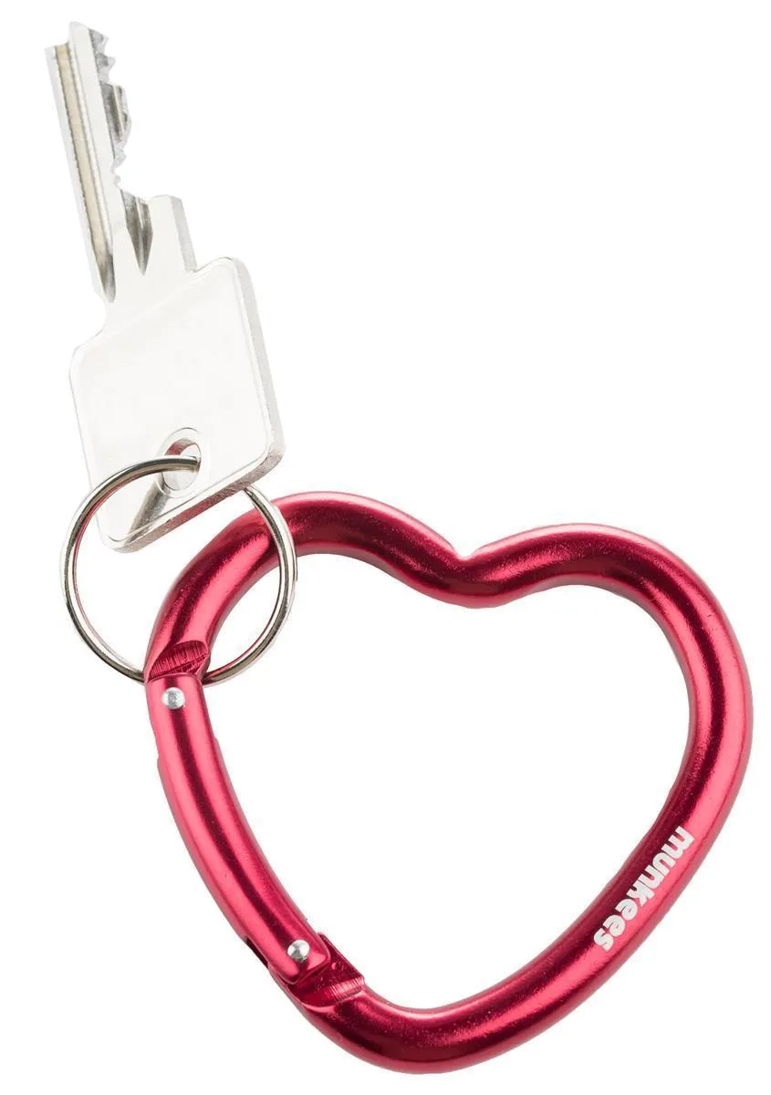 Munkees hartkarabiner rood aluminium sleutelhanger