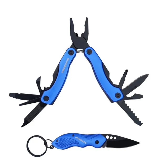 Munkees Multi Duo Blue multitool 9-in-1 met zakmes