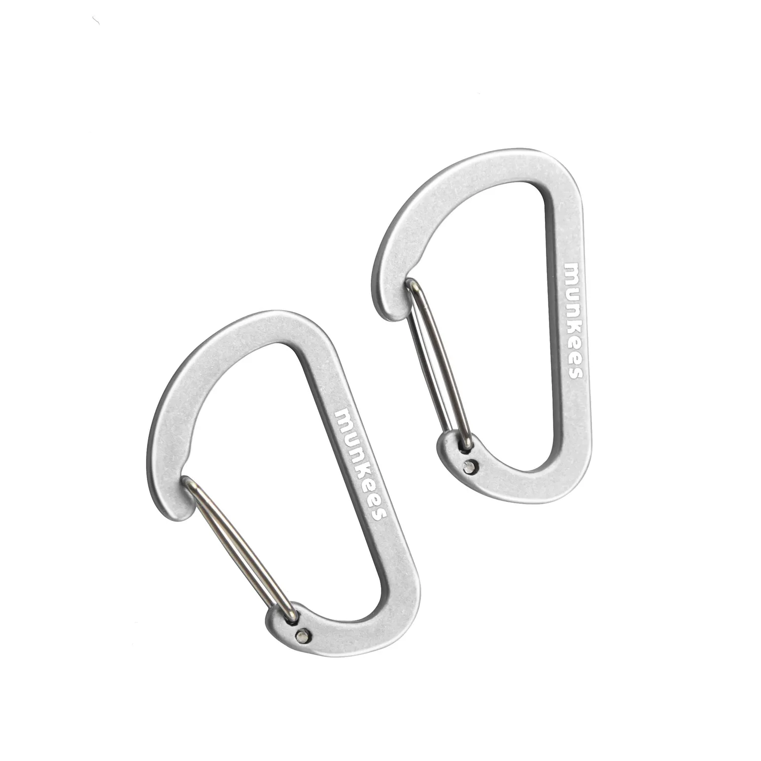 Munkees platte karabijnhaak 4 cm 2 stuks aluminium