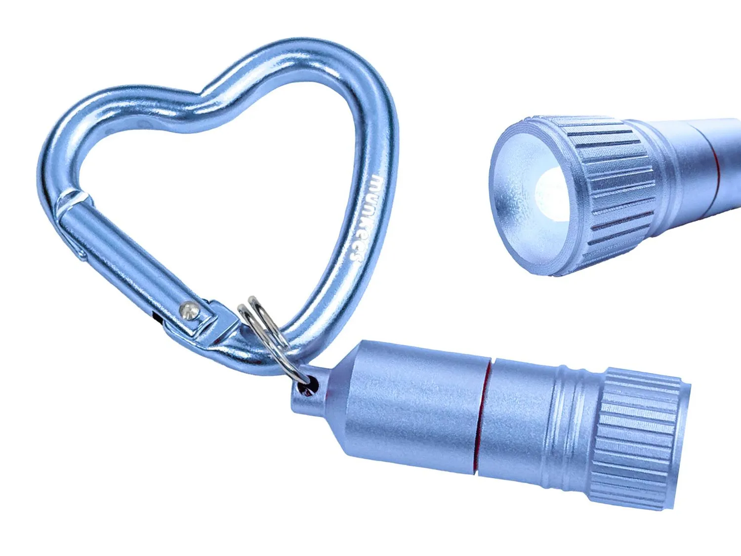 Munkees Hart mini zaklamp karabijn blauw