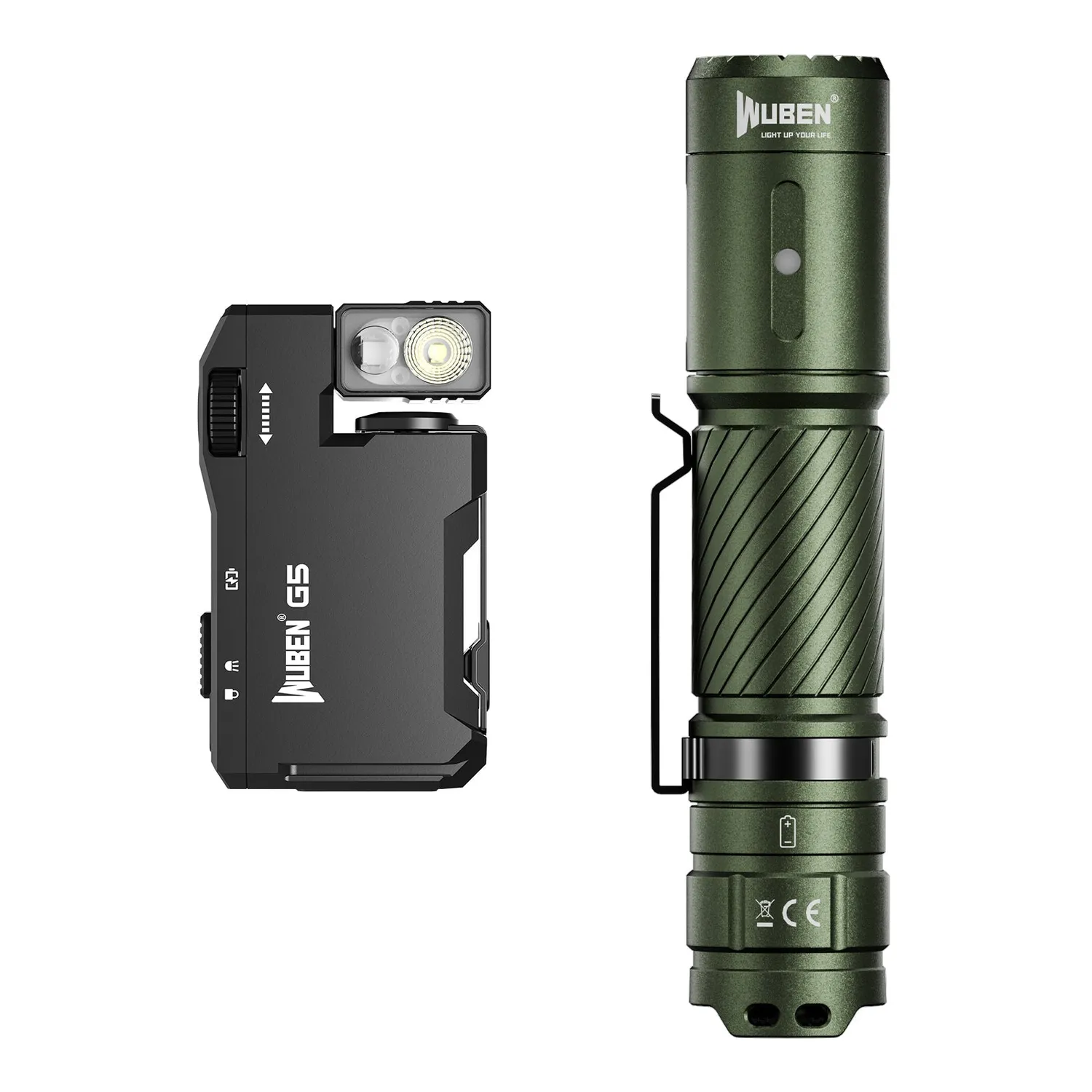 Wuben G5 + E7 zaklampen bundel zwart 6500K