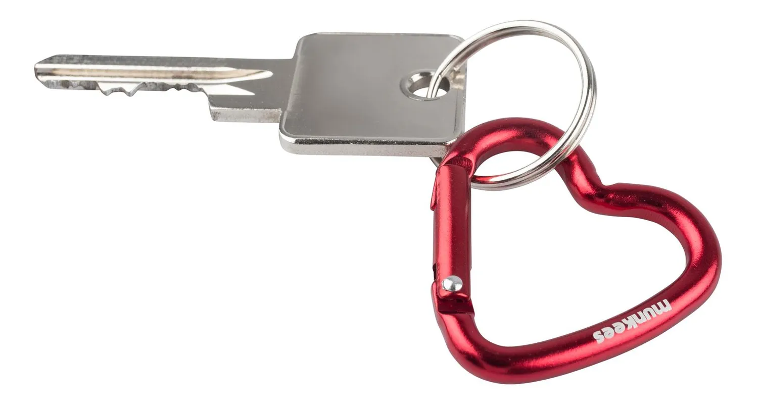 Munkees Mini Herz karabijnhaak rood 2 stuks aluminium
