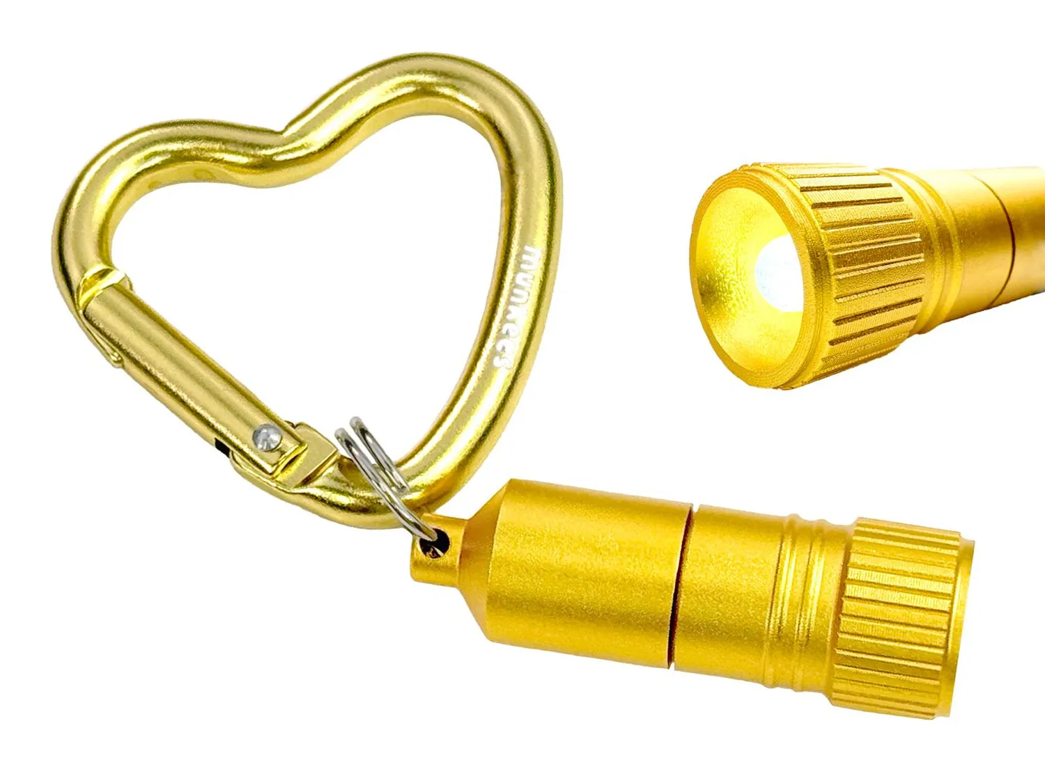 Munkees Mini Hart Karabijn Zaklamp Goud LED
