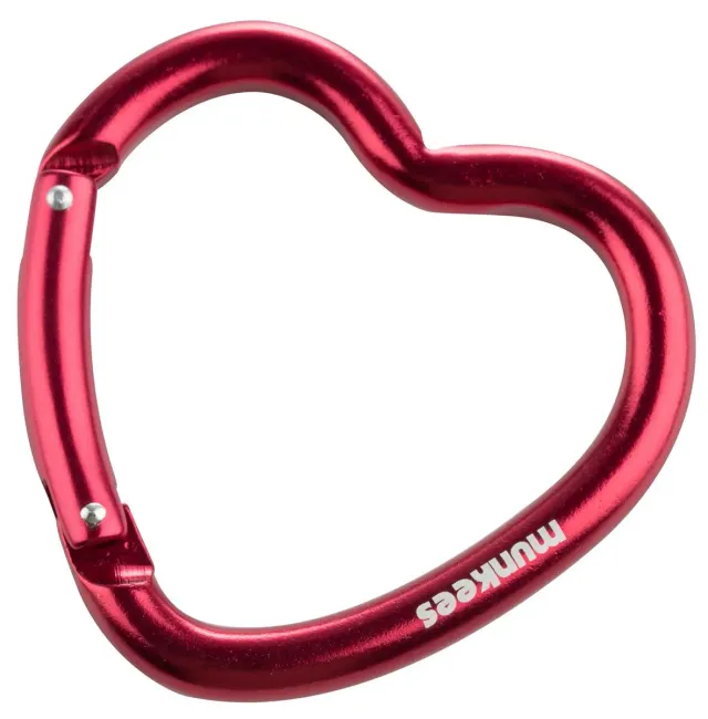 Munkees hartkarabiner rood aluminium sleutelhanger