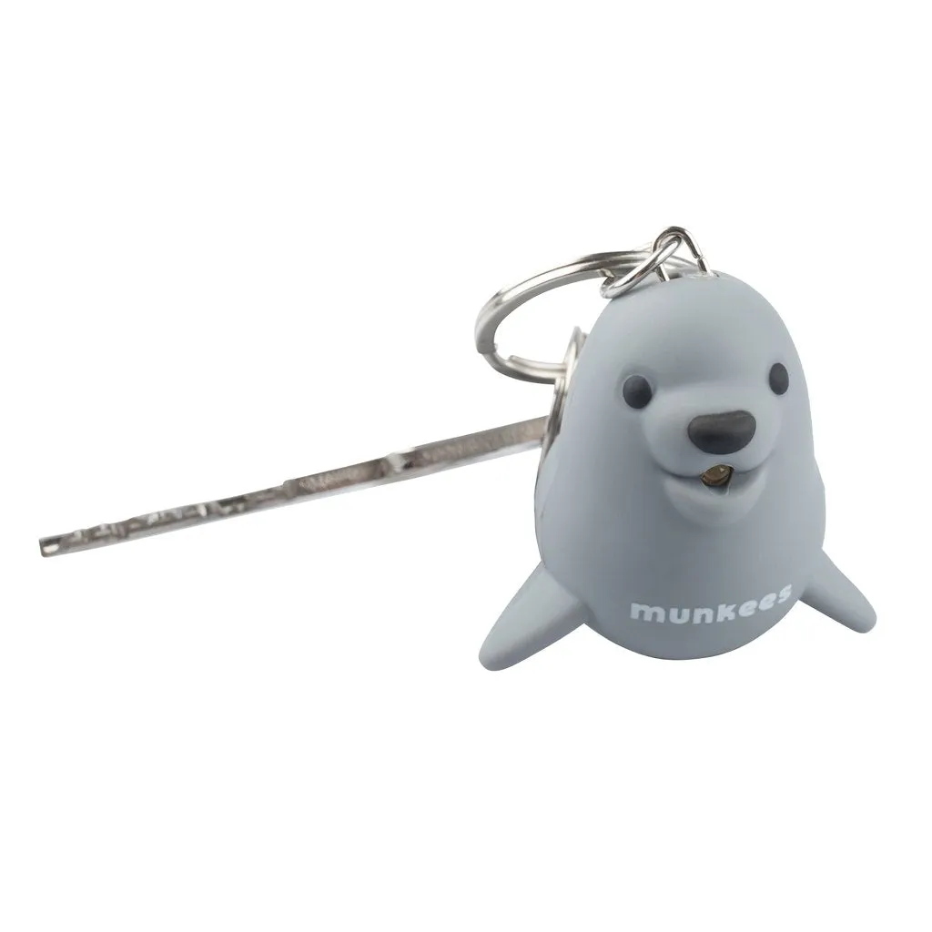 Munkees Zeeleeuw sleutelhanger met LED grijs 17 gram