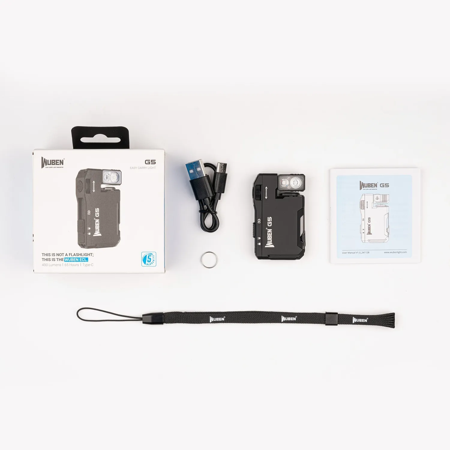 Wuben G5 Yellow+Black EDC zaklamp geel 400 lumen