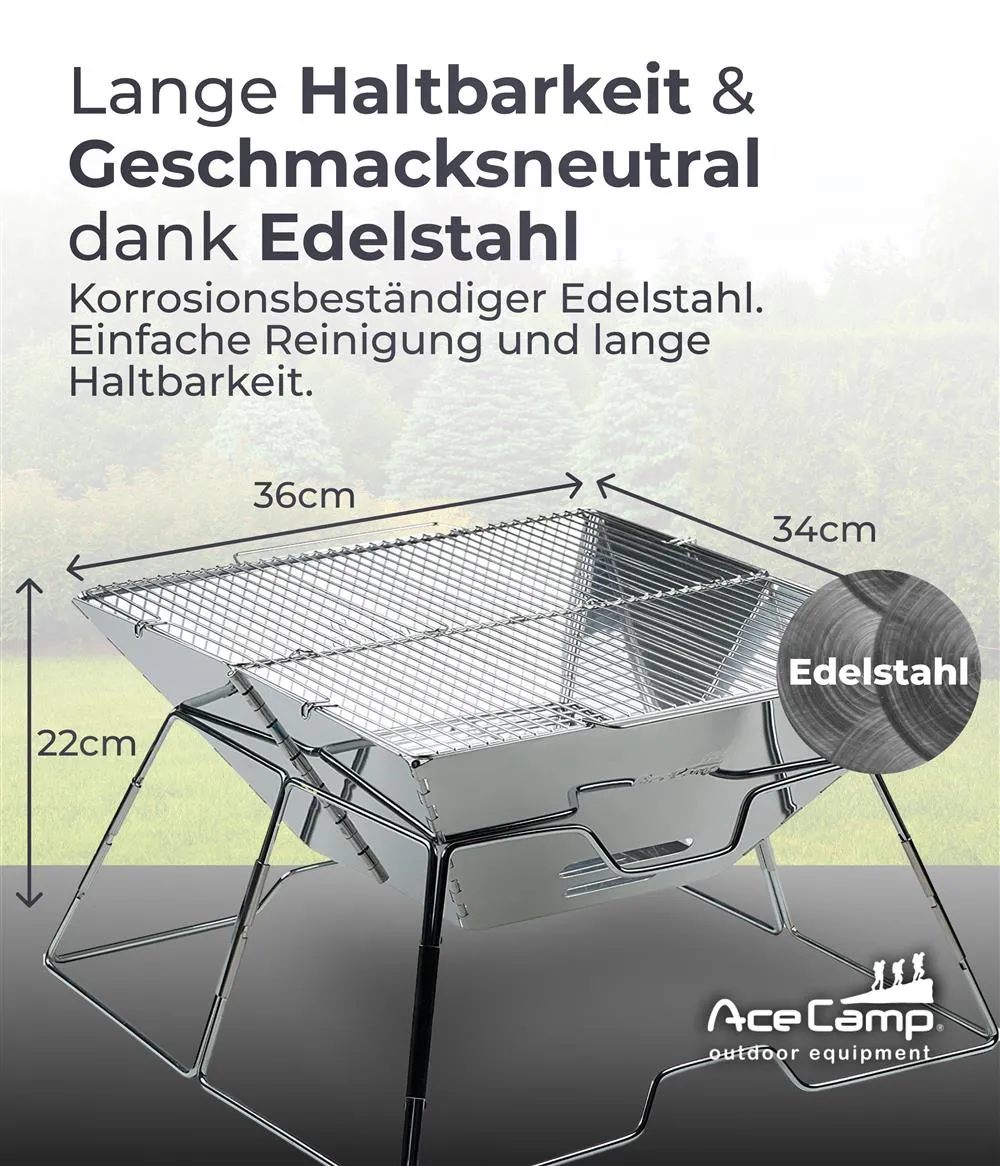 AceCamp To Go Medium houtskoolbarbecue opvouwbaar