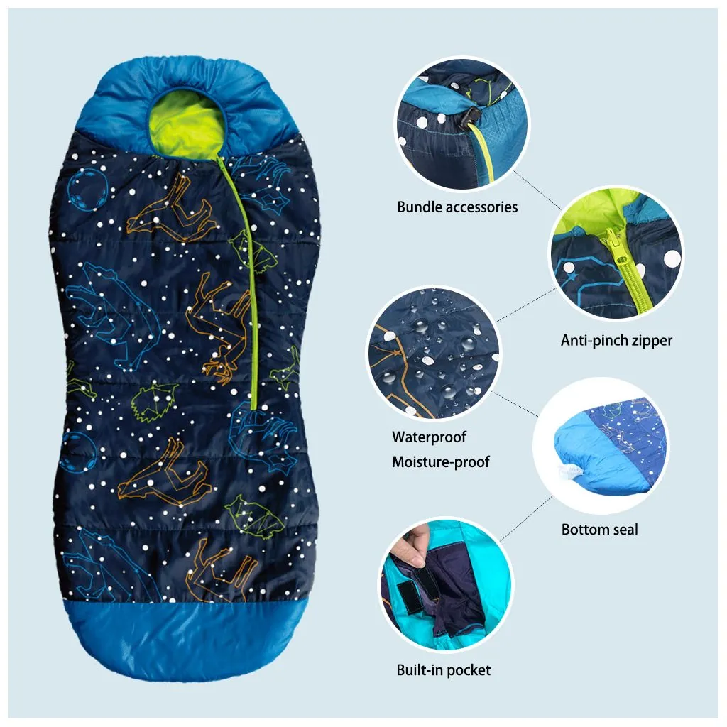 Munkees AceCamp kinderslaapzak glow 162 cm paars