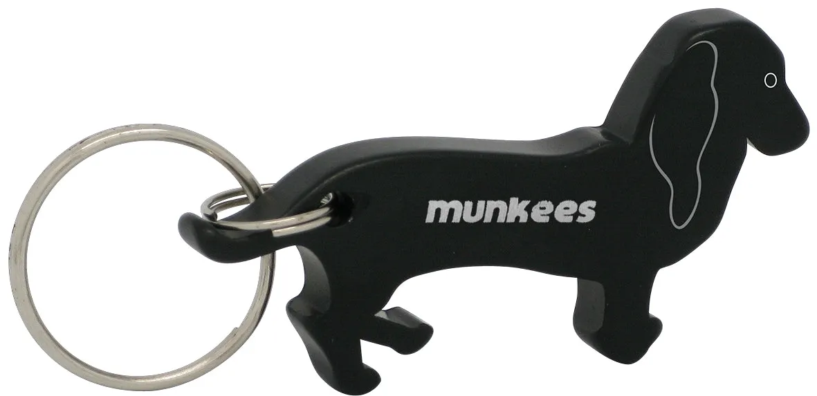 Munkees Teckel flessenopener sleutelhanger aluminium zilver