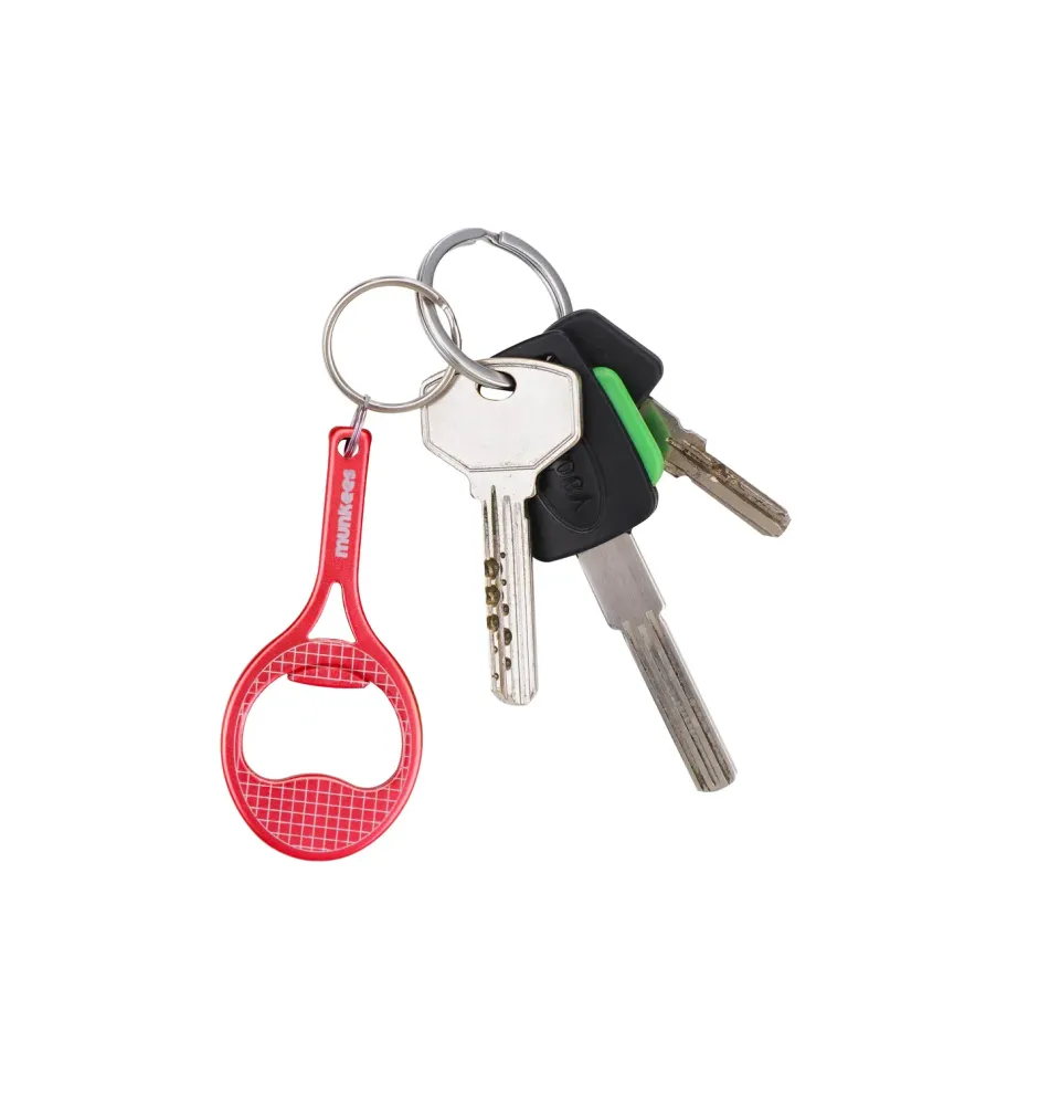 Munkees tennis flessenopener sleutelhanger 2 stuks rood