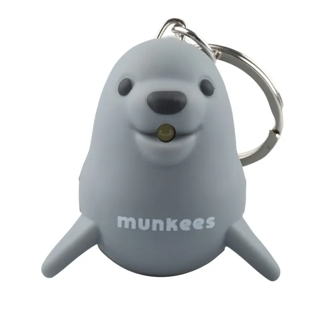 Munkees Zeeleeuw sleutelhanger met LED grijs 17 gram