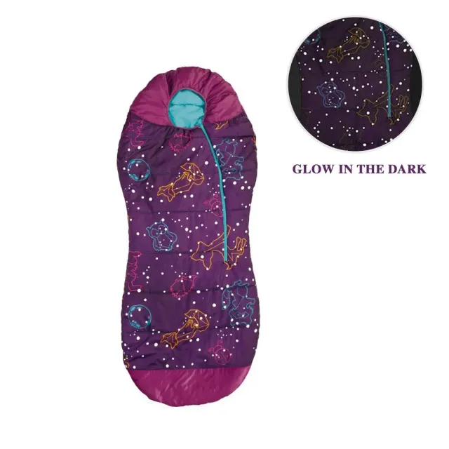 Munkees AceCamp kinderslaapzak glow 162 cm paars