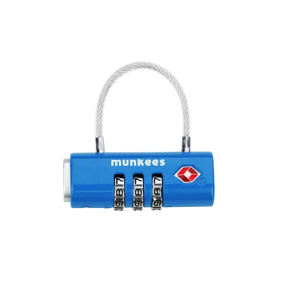 munkees TSA kabelslot met code staalkabel zwart 85 mm