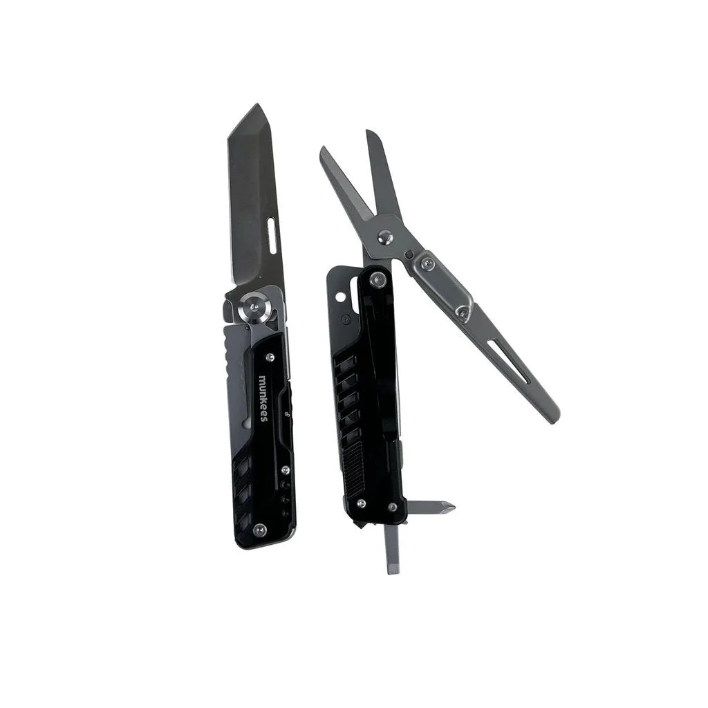 Munkees Black Line opvouwmes met schaar zwart roestvrij
