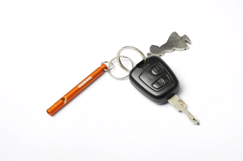 Munkees Fluitje Sleutelhanger 2-pack Groen Rood Aluminium