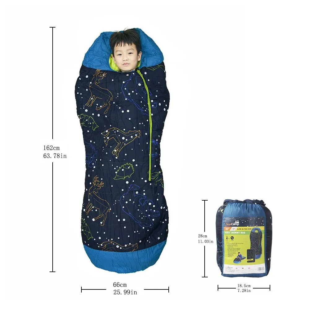 Munkees AceCamp kinderslaapzak glow 162 cm paars