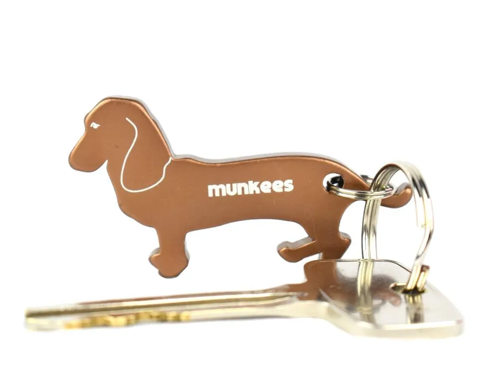 Munkees Teckel flessenopener sleutelhanger aluminium zilver