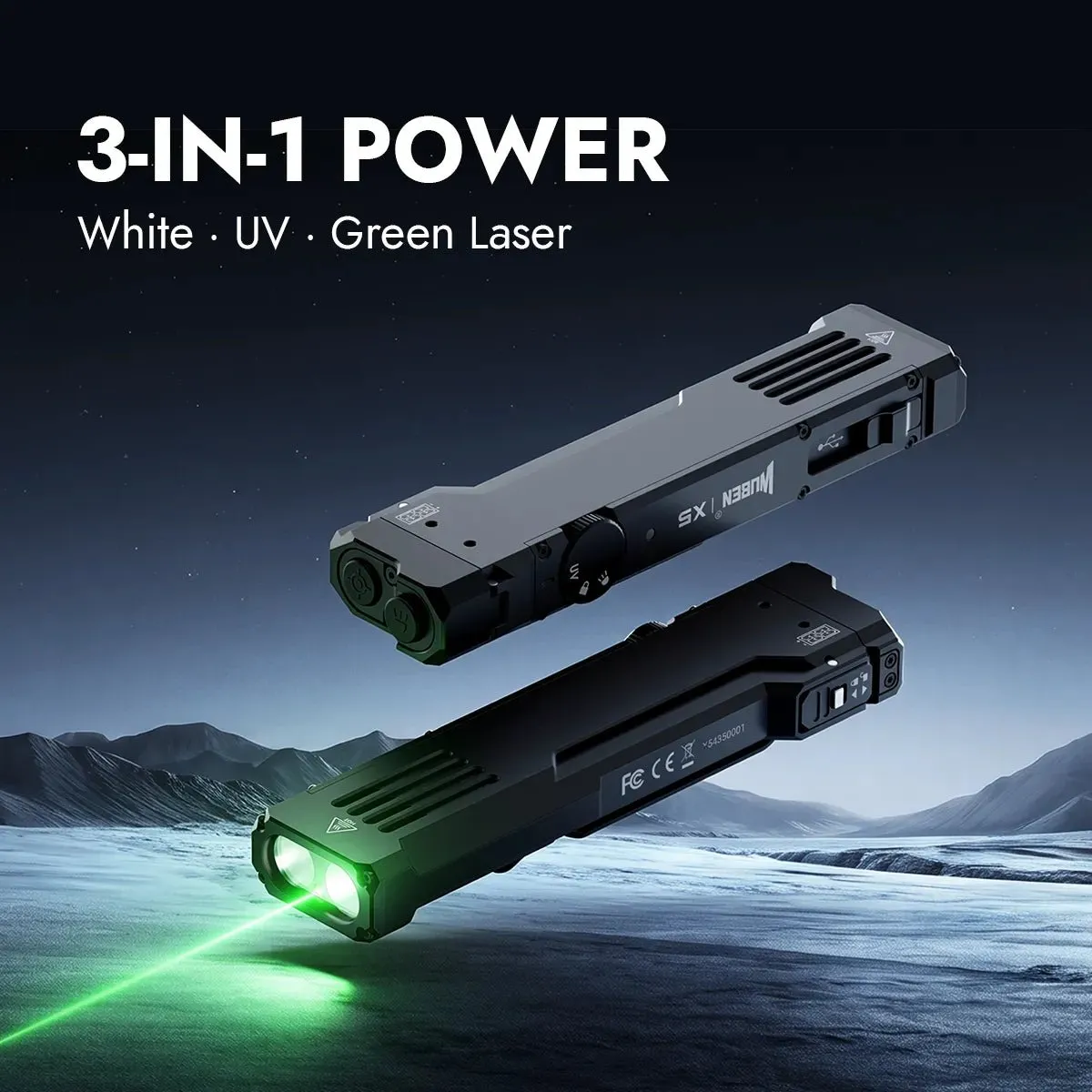 Wuben X5 3-in-1 zaklamp 1300 lumen grijs