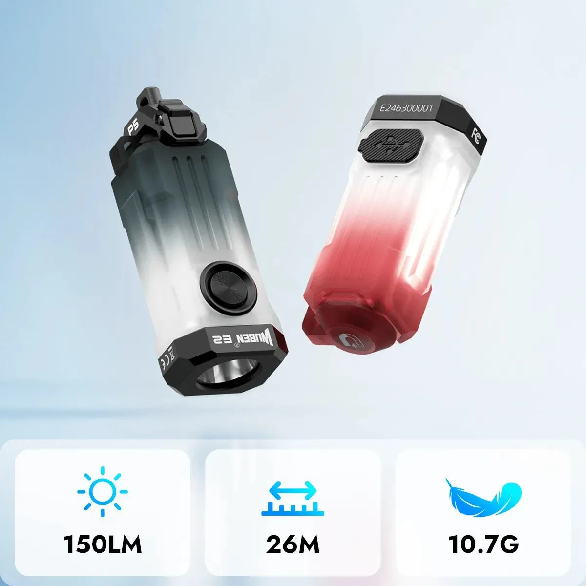 Wuben E2 Pulse mini zaklamp Gradient Red 150 lumen