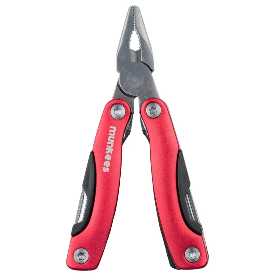 munkees multitool 9 functies rood RVS