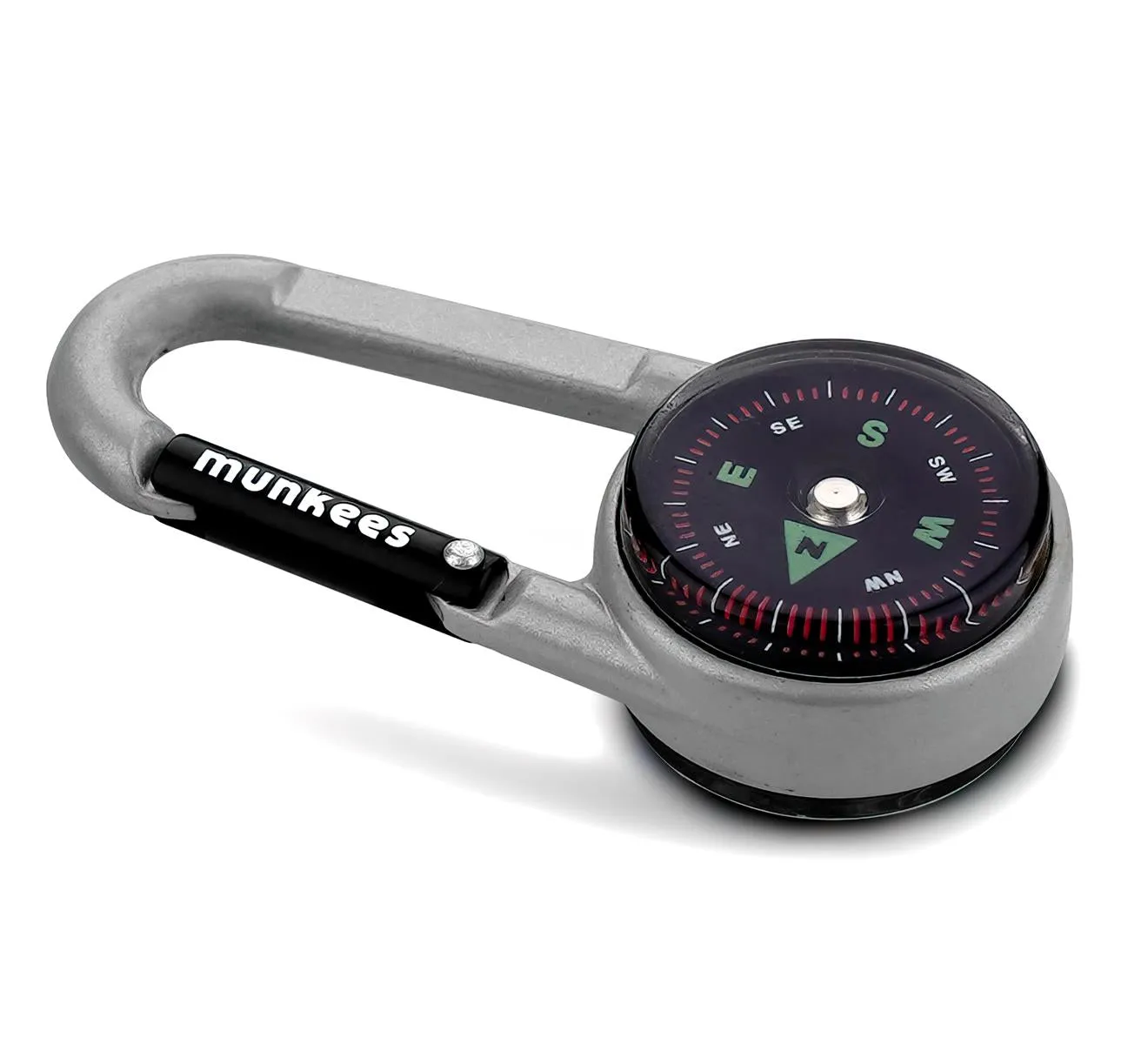 Munkees kompas karabiner thermometer zilver