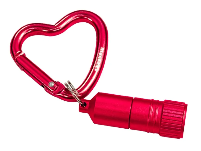 Munkees Hart LED mini zaklamp karabijnhaak rood