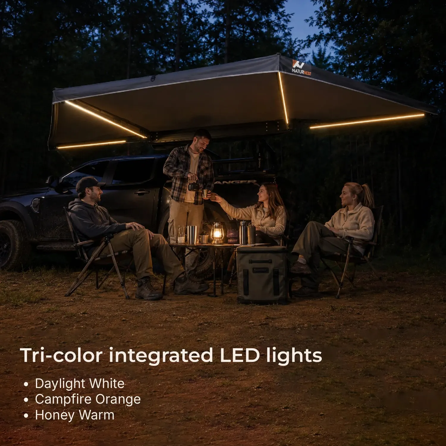 Naturnest 180 luifel auto canvas met led 320gsm