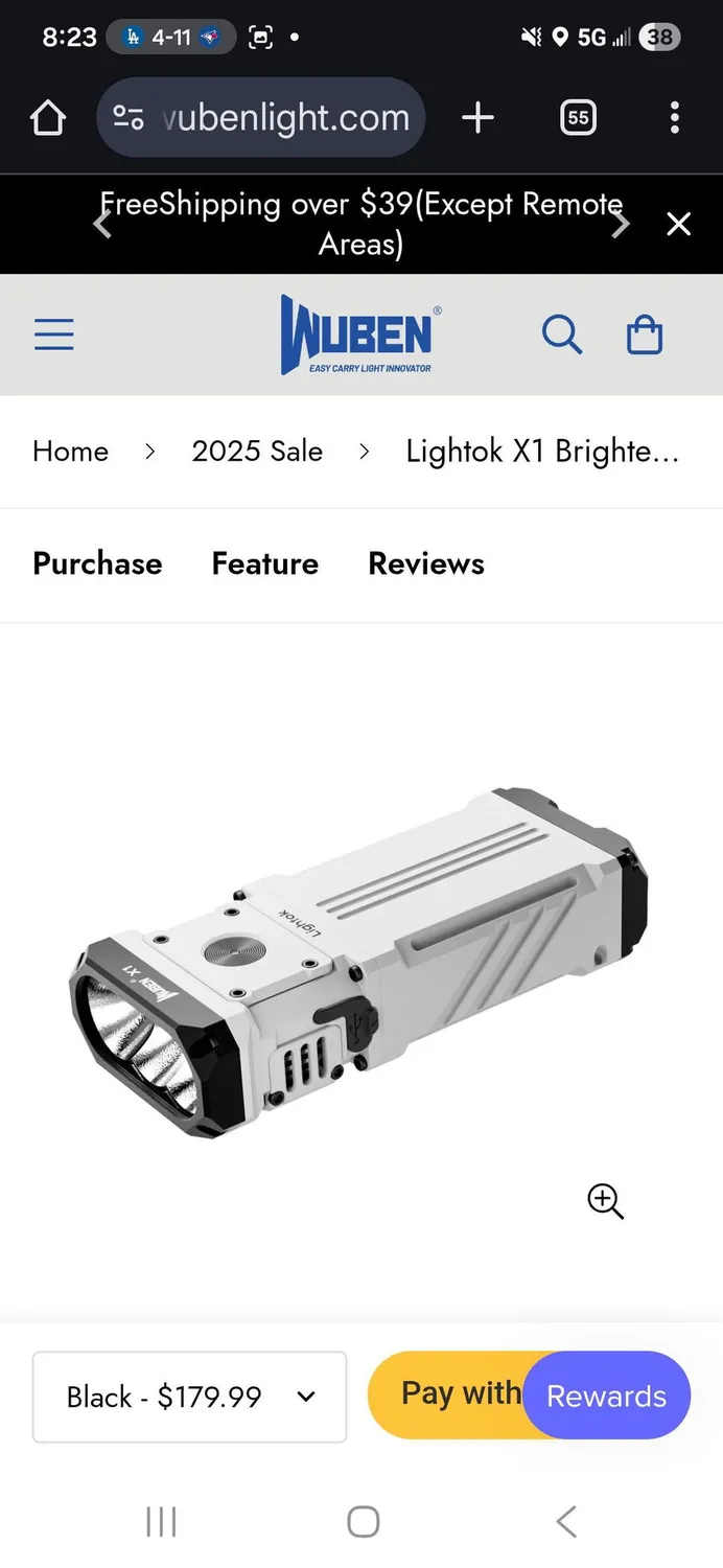 Wuben E7 hoofdlamp 1800 lumen zwart 6500K 80 gram