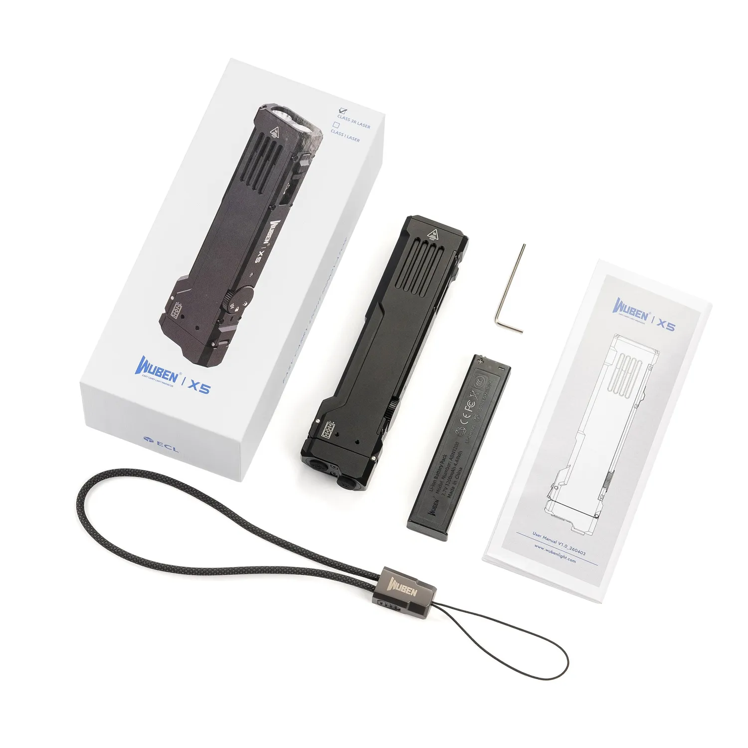 Wuben X5 zaklamp EDC zwart 1300 lumen 3-in-1