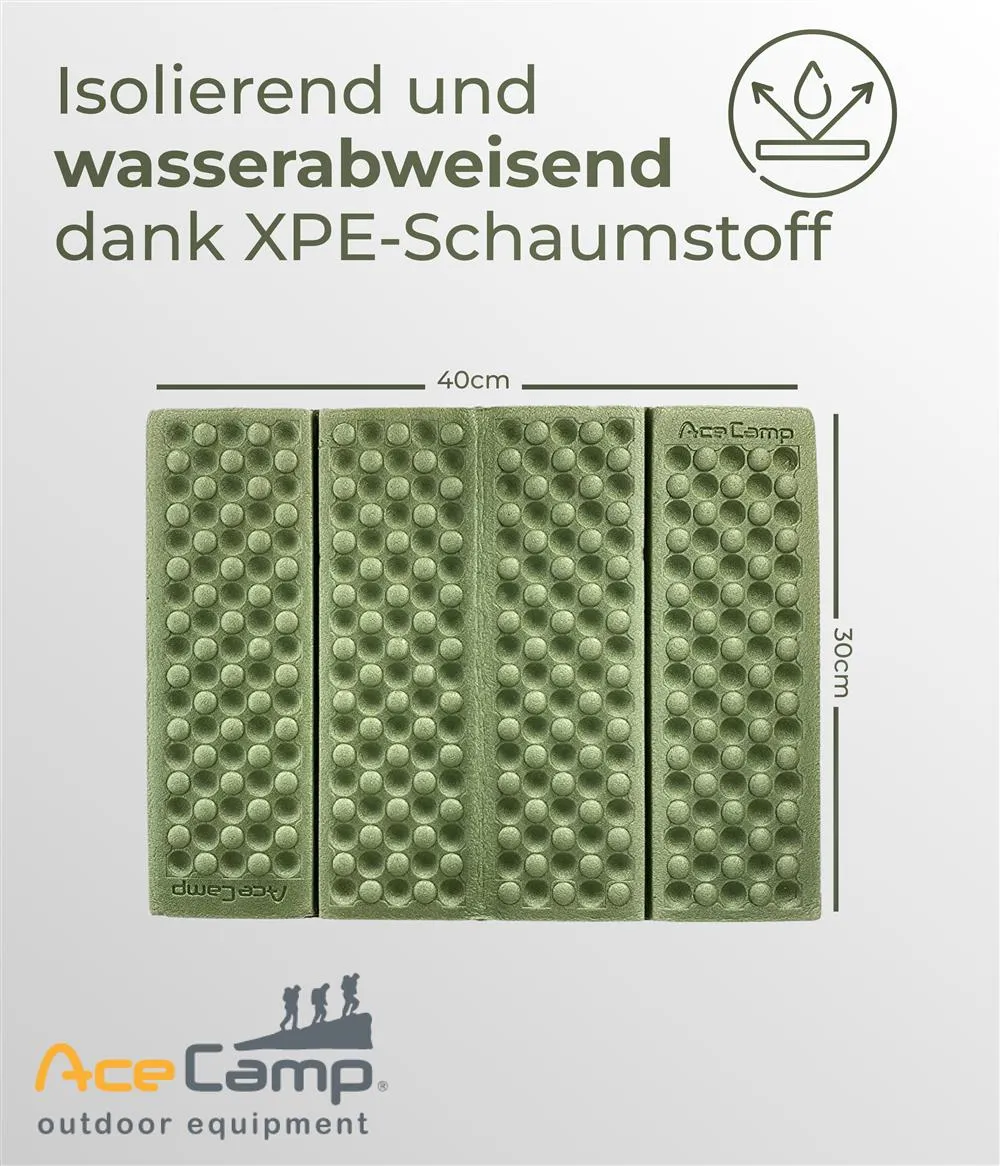 AceCamp Thermo zitkussen 40x30 cm groen 2 stuks