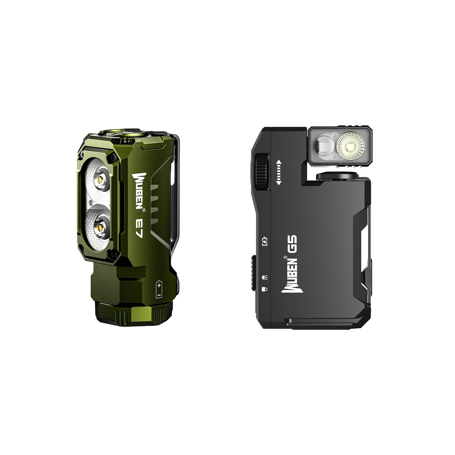 Wuben G5 + E7 zaklampen bundel zwart 6500K