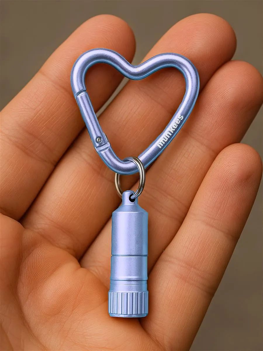 Munkees Hart mini zaklamp karabijn blauw