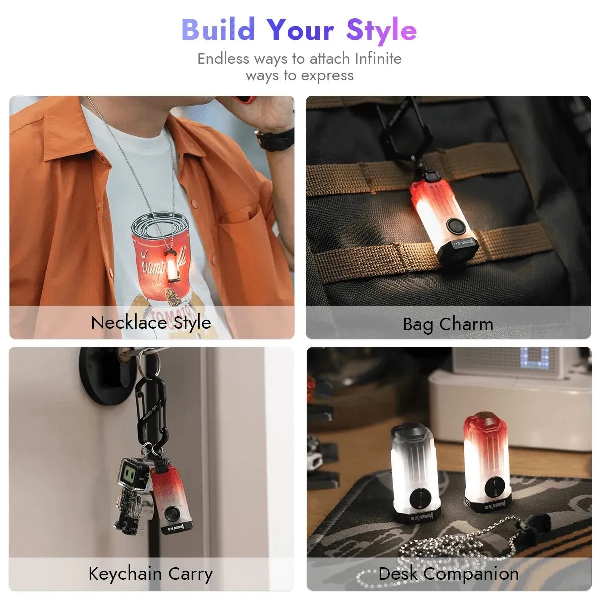 Wuben E2 Pulse mini zaklamp Gradient Red 150 lumen