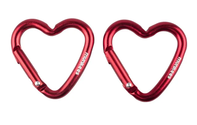 Munkees Mini Herz karabijnhaak rood 2 stuks aluminium