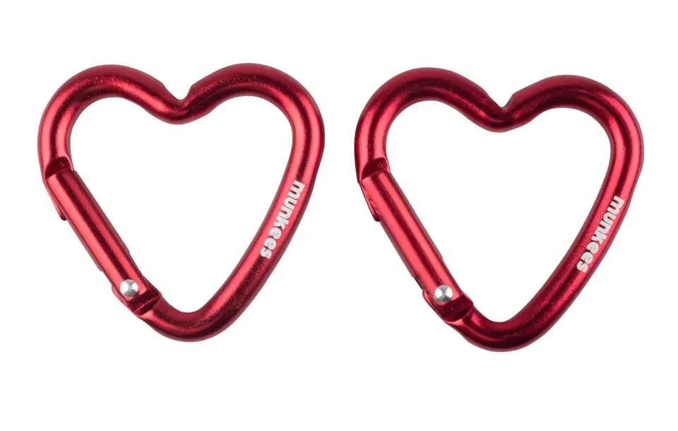 Munkees Mini Herz karabijnhaak rood 2 stuks aluminium