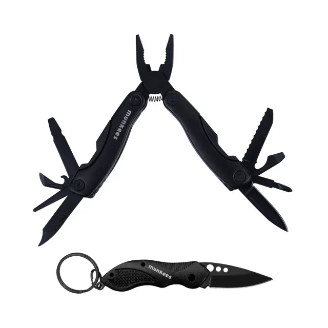 munkees Multi Duo multitool zwart 9-in-1 sleutelhanger